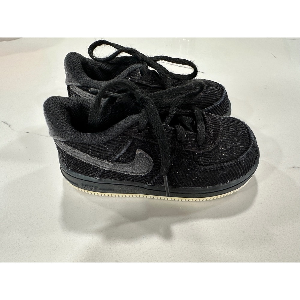 Nike Air Force 1 Corduroy Black Toddler Sneakers Shoes‎ Size 8C